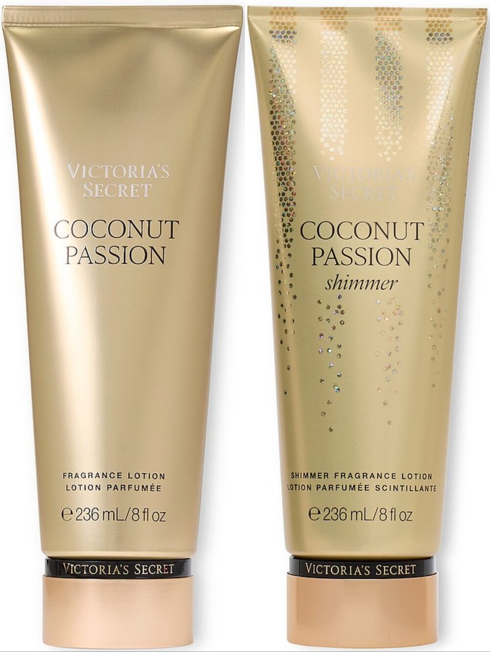 Victoria's Secret Coconut Passion Classic & Shimmer Lotion Set of 2 NEW